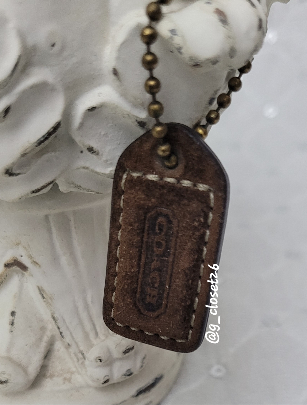 Vintage Genuine Coach Suede Leather Tag - Brown